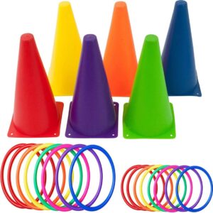 Circle Craft 26 Pcs Plastic Cones Ring Toss Combo Set